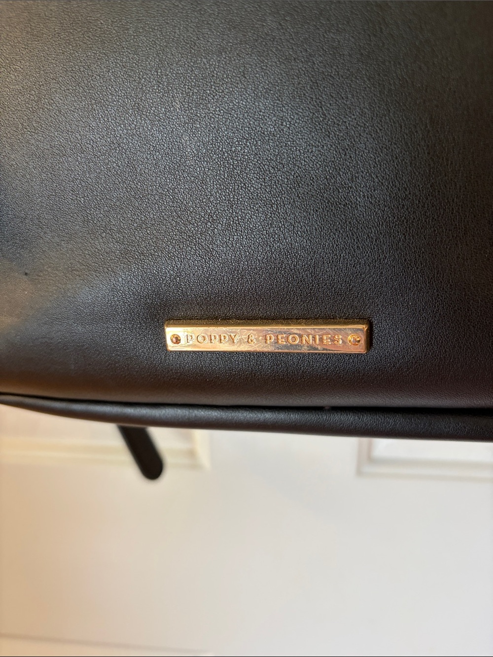 Poppy & Peonies Black Leather Backpack with Gold Hardware - Picture 2 of 7